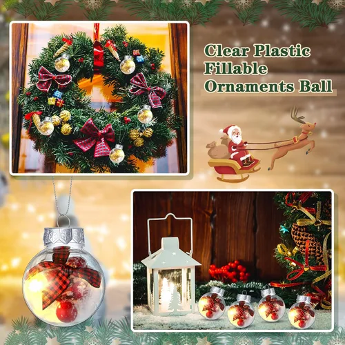 Miniatura 3 de Soaoo Juego de 100 bolas de adorno de Navidad de 1.96 pulgadas, bolas rellenables de plástico transparente, para árbol de Navidad, decoración