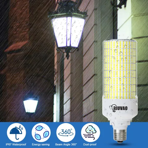 Miniatura 4 de RIUVAO Paquete de 2 bombillas LED de maíz, equivalente a 800 W, 5000 K, luz diurna, 12000 lm, base E26/E39, bombillas LED de 80 W, reemplazo