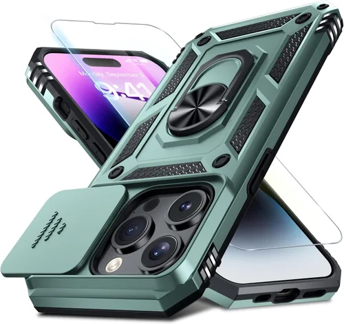 Miniatura 34 de Janmitta - Funda para iPhone 14 Pro con cubierta deslizante para lente de cámara incorporada + protector de pantalla, funda de cuerpo completo