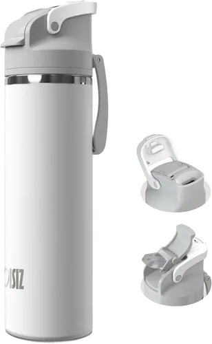 Miniatura 14 de OISIZ Botella de agua aislada de 20 onzas con boquilla 2 en 1 y tapa de popote, cierre de seguridad de un clic, 100% a prueba de fugas, mantiene