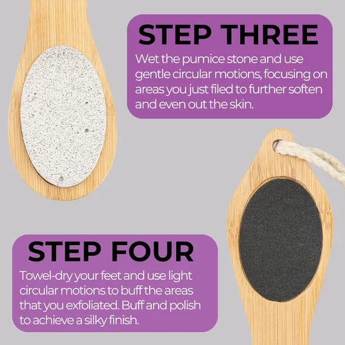 Miniatura 4 de Dermasuri - Kit exfoliante de pies 4 en 1 - Cuidado de pies multiusos - Kit de spa de pies de pedicura de bambú natural - Removedor de callos