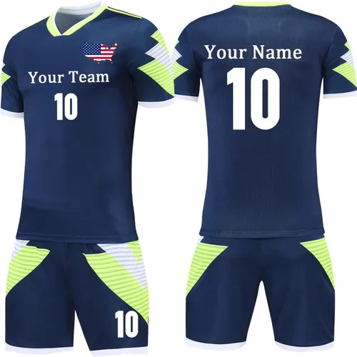 Miniatura 16 de Camiseta de fútbol personalizada para hombres y mujeres, uniformes de fútbol personalizados para niños/adultos con nombre y logotipo del