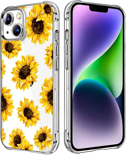 Miniatura 74 de Funda transparente de girasol compatible con iPhone SE 2022 SE 2020 7 8, funda trasera floral para niñas y mujeres, funda protectora transparente