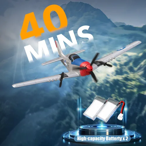 Miniatura 4 de VOLANTEXRC Avión RC de 3 canales con control remoto, avión de combate, juguetes, estabilizador de giro de 6 ejes a 2.4GHz, avión planeador RTF