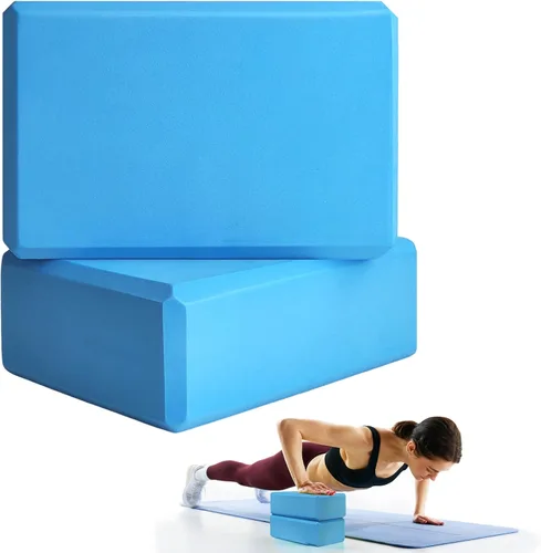 2 Pcs Yoga Blocks, 9"x6"x3" Foam Blocks Yoga Props for Pilates Stretching and Meditation Exercise Blocks Lightweight Yoga Essentials Azul