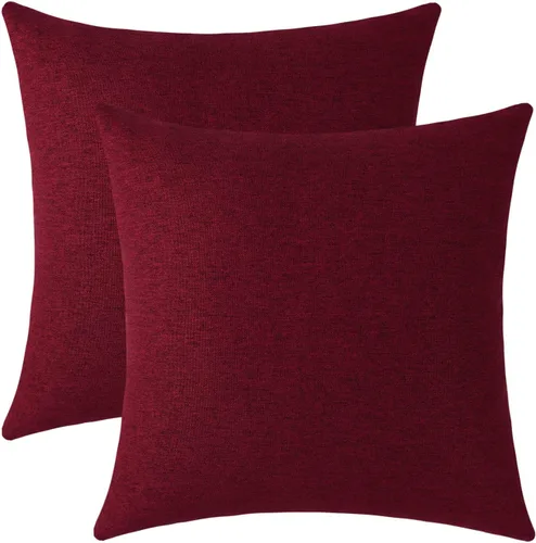 Miniatura 24 de Jeneoo - Fundas de almohada decorativas rojas brillantes de chenilla suave, fundas de cojín cómodas y sólidas para sofá de sala de estar