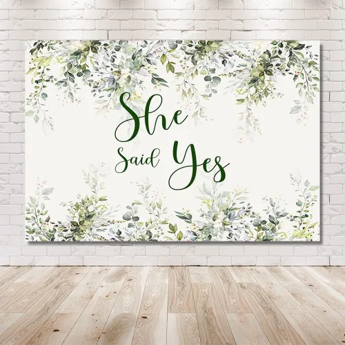 Miniatura 6 de MEHOFOND Telón de fondo de eucalipto para despedida de soltera de 7 x 5 pies, pancarta de hojas verdes, fondo de fotografía para mujeres, boda