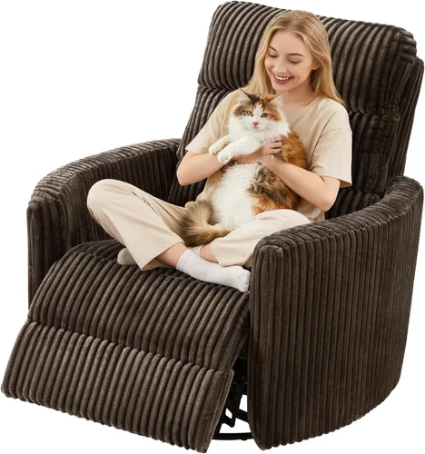 Miniatura 11 de GRAINELL - Silla reclinable giratoria con ajuste para reposacabezas, puerto de carga USB, reclinable eléctrico de posición infinita, mecedoras