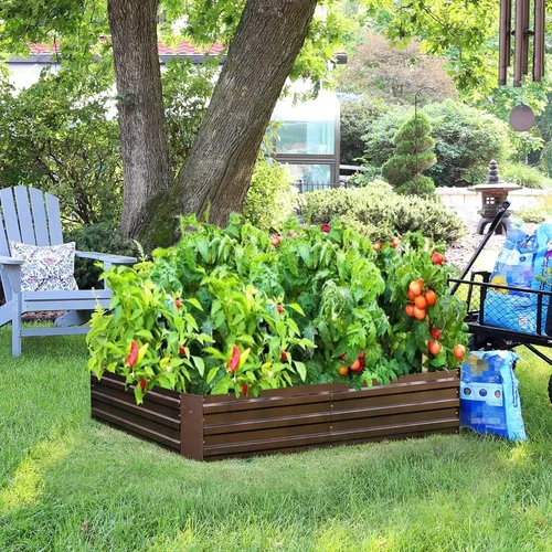 Miniatura 2 de LuxenHome - Kit de cama de jardín elevada galvanizada de 6 x 3 x 1 pies, para exteriores, caja rectangular de metal para jardinería, maceta grande