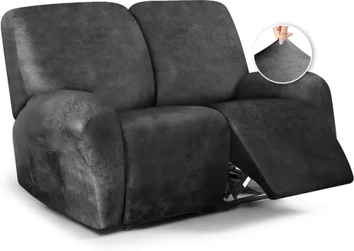Miniatura 17 de ANARACHON Fundas para sillas reclinables con aspecto de cuero, funda elástica de 4 piezas, funda suave para silla reclinable, protector de muebles