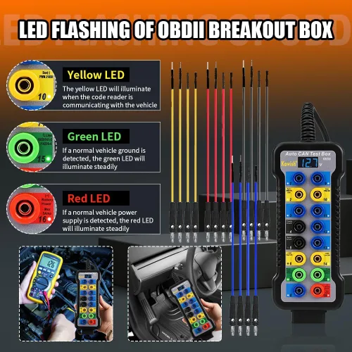 Miniatura 4 de Caja de ruptura OBD2 con indicador de luz LED, caja de ruptura OBDII profesional de 16 pines, herramienta de prueba de diagnóstico eléctrico