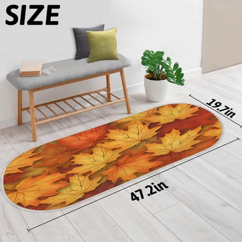 Miniatura 2 de cfpolar Autumn Maple Leaf Pattern Bathroom Rugs Non-Slip Bath Rug Microfiber Bath Mat Absorbent Kitchen Mats and Rugs Machine Washable Oval Plush