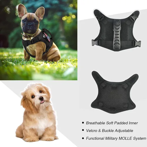 Miniatura 3 de Arnés táctico para perro, chaleco táctico para cachorros, con mango de goma, K9, ajustable y militar, chaleco para mascotas, arnés