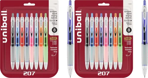 Miniatura 10 de Bolígrafos de gel retráctiles Uni-Ball 207, micro punta (0.5 mm), negro, paquete de 12