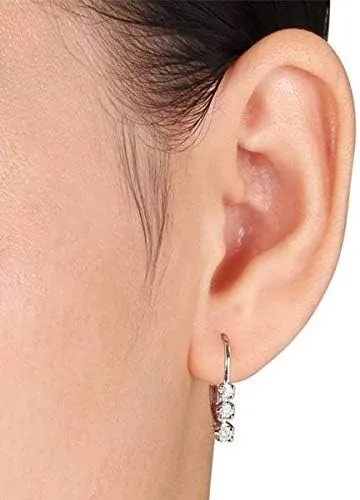 Miniatura 2 de Pendientes de diamantes de 3 piedras de 12 quilates, oro blanco de 14 quilates