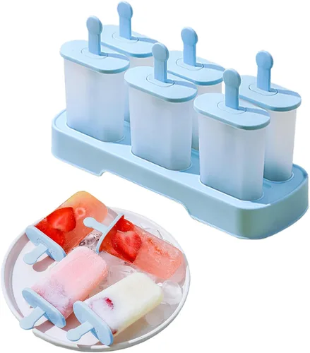Juego de moldes para paletas, 6 piezas con palitos, máquina de paletas de hielo, sin BPA, moldes para paletas de hielo de fácil liberación, moldes