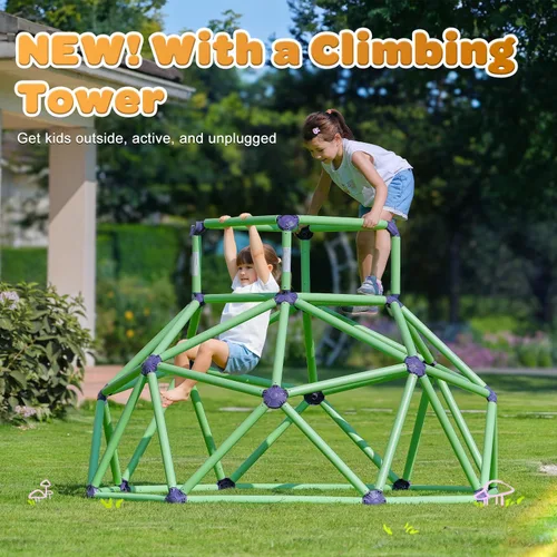 Miniatura 3 de Zupapa Monkey Bars Cúpula de Escalada con Hamaca - Gimnasio de la Jungla Resistente y Portátil con Hamaca para Niños, Conjunto de Juegos de Patio