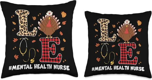 Miniatura 3 de Mental Health Nurses Design Psychiatric Nurse Mental Health RN Psych Nurse for Thanksgiving - Almohada de 16 x 16 pulgadas, multicolor