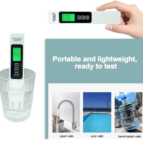 Miniatura 8 de Kits de prueba de agua multifuncionales 3 en 1 para agua potable y piscina - TDS digital preciso, temperatura, medidor EC medidor de agua