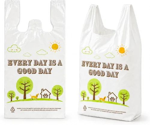Miniatura 11 de YoYoRain 1000 piezas de bolsas de camiseta blancas "Thank You" – Bolsas de compras reutilizables y desechables para comestibles y supermercado