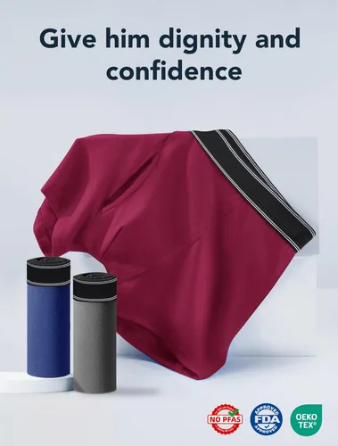 Miniatura 25 de Ropa interior lavable para incontinencia para hombre, calzoncillos bóxer de algodón, 3.4 fl oz de absorción, ropa interior a prueba de fugas