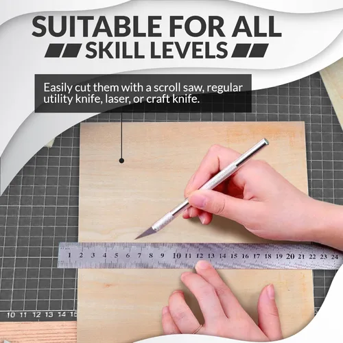 Miniatura 2 de Hojas de Tilo para Manualidades - Paquete de 10 - 12 x 12 x 1/16 Pulgadas - 1.5mm de Grosor Hojas de Madera Contrachapada con Superficies Lisas