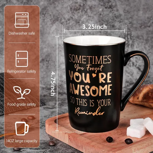 Miniatura 2 de Regalos de agradecimiento de aniversario y cumpleaños para hombres, a veces olvidas que eres increíble - Taza inspiradora única de cerámica negra