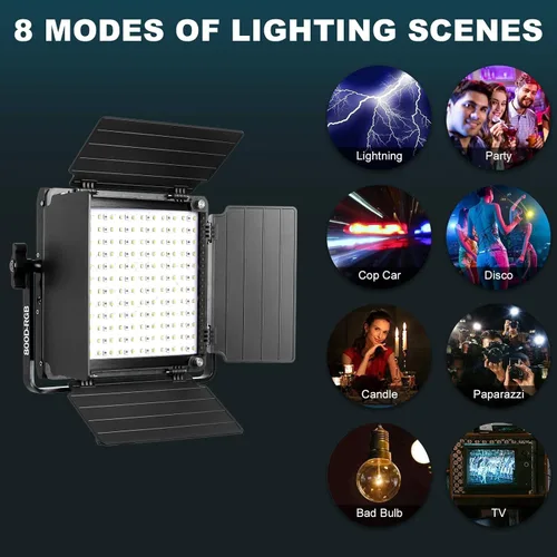 Miniatura 7 de GVM - Luz de video LED RGB, luz de estudio 800D con control de aplicación, kit de iluminación de fotografía, 1 paquete con 8 tipos de luces