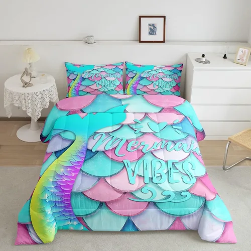 Miniatura 12 de Edredón de plumón de delfín para niños, juego de edredón del mundo submarino, juego de ropa de cama coral de peces dorados, tamaño individual
