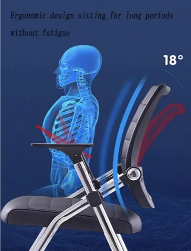 Miniatura 4 de Silla de oficina plegable con ruedas, sillas de entrenamiento para conferencias, sillas de oficina acolchadas portátiles. Respaldo hinchable