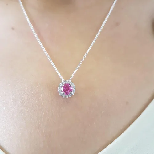 Miniatura 3 de Dazzlingrock Collection - Colgante redondo con halo de diamantes blancos (14 K, 0.217in), oro blanco