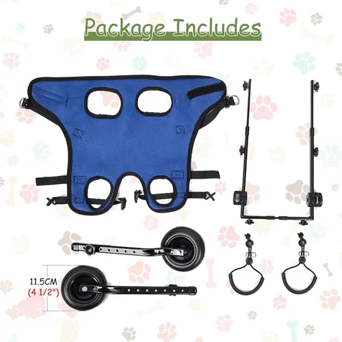 Miniatura 5 de Lightweight Portable Dog Wheelchair, 2-Wheel Pet Stroller, Breathable Mobility Aid for Small Dogs with Back Leg Support,M