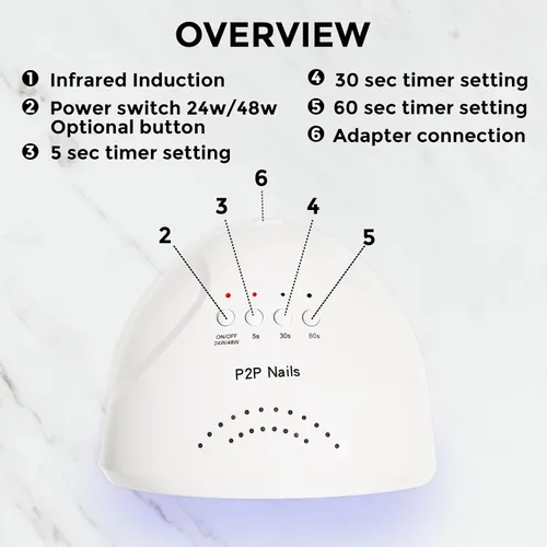 Miniatura 7 de P2P Nails Lámpara de uñas UV/LED – Luz de uñas para esmalte de uñas de secado rápido – Secador de uñas estilo salón para mujeres elegantes – Lámpara