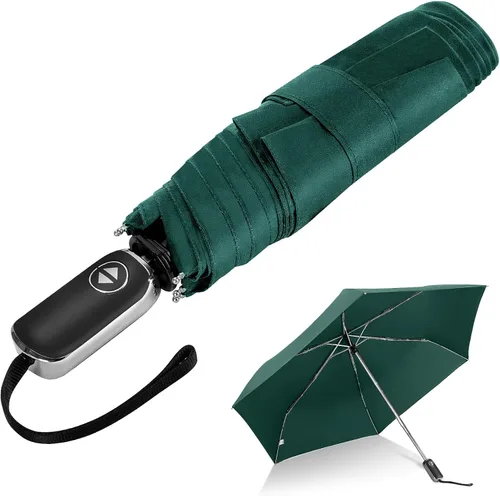 Miniatura 49 de LEAGERA Paraguas de viaje compacto para bolso, mango plano, impermeable para lluvia ligera