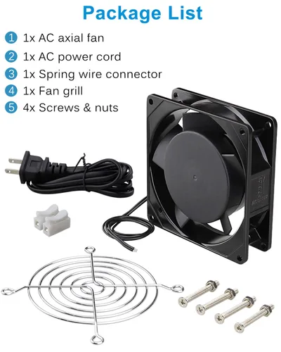 Miniatura 7 de GDSTIME Ventilador Axial de 90mm, 110V 120V CA, 92 mm x 92 mm x 25 mm, de rodamiento de bolas doble con cable de alimentación para proyectos