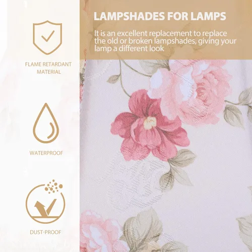 Miniatura 9 de DOITOOL Pantalla europea de tela con flecos, pantalla de mesa con cuentas, pantalla de luz decorativa para dormitorio y sala de estar, compatible