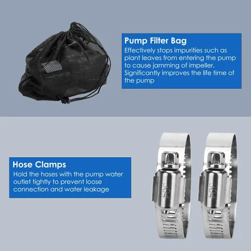 Miniatura 6 de Bomba de agua sumergible AquaMiracle de 2700 GPH, bomba de estanque certificada UL con cable de 20 pies, adaptadores y bolsa de filtro, bomba