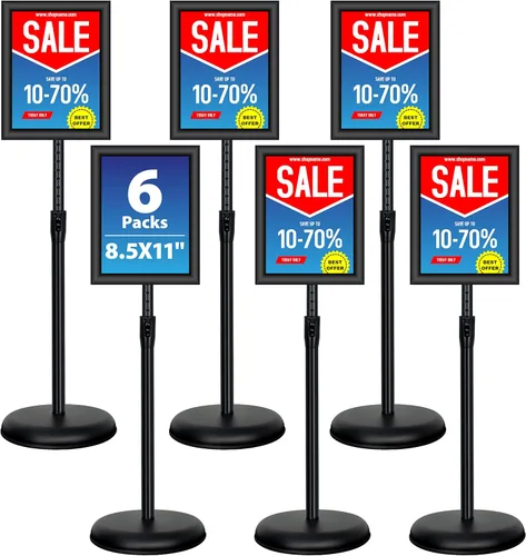 Miniatura 15 de 6 paquetes de soporte de cartel de pie ajustable de 11x17 pulgadas, soporte de pie para carteles de pie de alta resistencia con marco de apertura