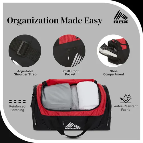 Miniatura 2 de RBX Bolsas de gimnasio para hombres, pequeña bolsa de gimnasio para mujeres con compartimento para zapatos, bolsa de lona para viajes, bolsa