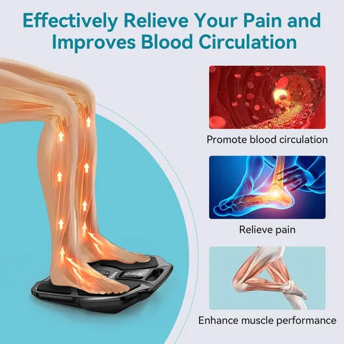 Miniatura 2 de NURSAL Masajeador de pies EMS para neuropatía, estimulador muscular eléctrico para circulación de pies y piernas, unidad TENS para pies con 6