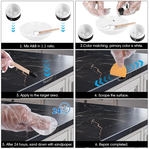 Miniatura 5 de LANBOKIT Kit de Reparación de Bañeras de Azulejos y Fibra de Vidrio (Coincidencia de Color), Kit de Reparación de Fregadero de Porcelana, Kit