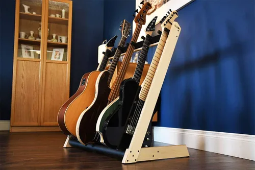 Miniatura 8 de Ruach GR-2 - Soporte y soporte personalizable para guitarras y estuches (5 vías), color abedul