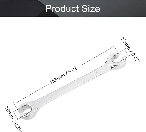 Miniatura 2 de Utoolmart Llave de tuerca acampanada de 0.394 in x 0.472 in, métrica, cromada pulida para quitar o reemplazar tuercas en líneas de combustible, 1pcs