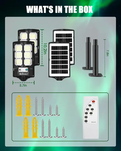 Miniatura 5 de Luces solares para exteriores, 5000LM -6500K, luz solar IP66 impermeable para exteriores con sensor de movimiento y atardecer a amanecer, luz solar