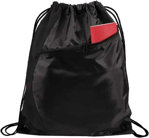 Miniatura 4 de Mochila personalizada con cordón con monograma con bolsa de cincha de texto personalizado con diseño impreso personalizable, NegroNegro