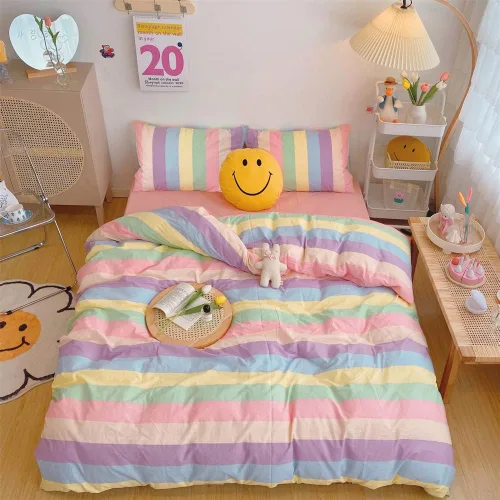 Miniatura 8 de Koudi Juego de funda de edredón para niños y niñas, tamaño Queen, color rosa/gris, reversible, de microfibra suave, con corazón dulce y rosa