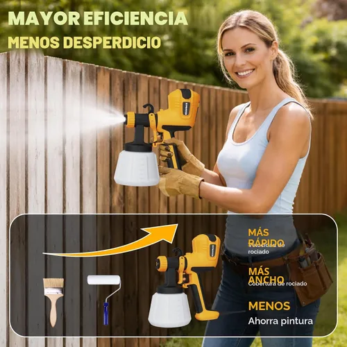 Miniatura 3 de Pulverizador de pintura, pistola de pulverización HVLP con junta de limpieza y soplado, 4 boquillas de cobre y 3 patrones, pulverizadores de pintura