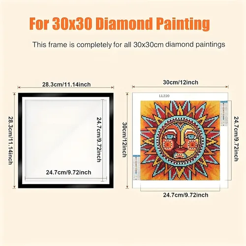 Miniatura 4 de Huacan Marcos de pintura de diamantes de 12 x 12 pulgadas / 11.8 x 11.8 in, marco de arte magnético de diamante autoadhesivo (paquete de 4)