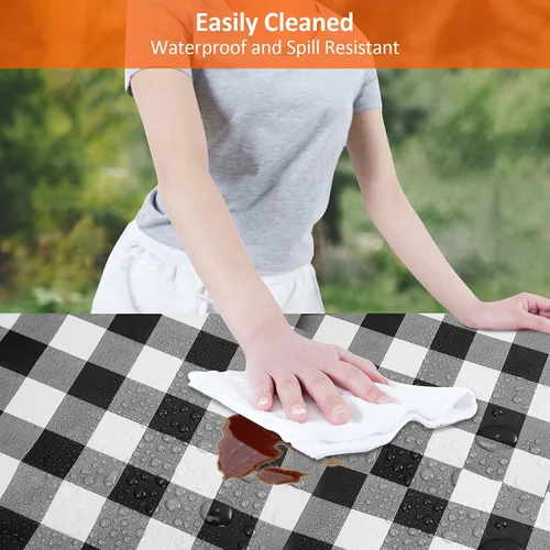 Miniatura 3 de Funda para Mesa y Banco de Picnic de 5 Pies, Esenciales de Camping Equipo para RV, 60 Pulgadas Impermeable Resistente al Viento Mantel Exterior