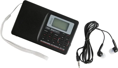 Miniatura 6 de Radio AM FM, radio digital portátil FM AM SW receptor de sintonización digital de banda completa con reloj despertador, mini radio de bolsillo
